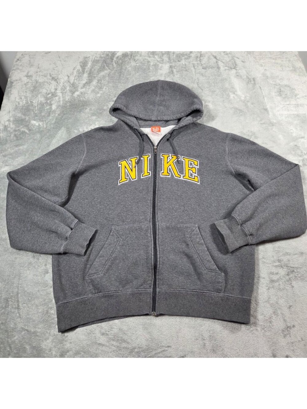 Vintage Nike Hoodie Mens XL Gray Athletic Dept Full Zip Spellout 90s READ